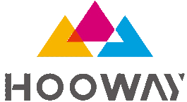 HOOWAY master logo — three triangles (yellow, magenta, blue) above the HOOWAY wordmark